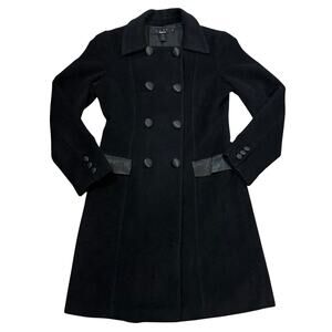 Arden B. Luxe Black Wool and Angora Double Breasted Coat Size S